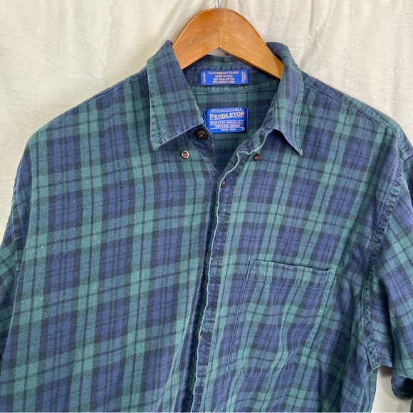 Pendleton Shirt Mens L Plaid Flannel Merino Wool Pima Cotton Canterbury Cloth - Picture 5 of 16